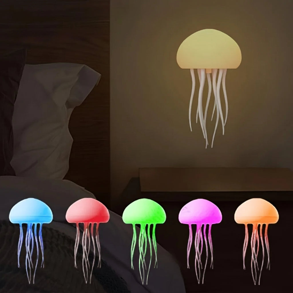 Lampe LED Méduse – Veilleuse RVB à commande vocale à changement de couleur