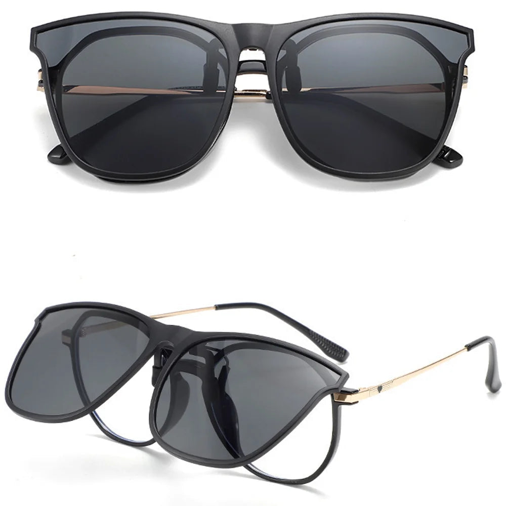 Lunettes de Soleil Polarisées à Clip - Verres Relevables sur Lunettes de Vue