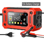 Chargeur de Batterie Intelligent 12V 6A – Pour Voiture, Moto et Bateau avec Protections Automatiques et Écran LCD