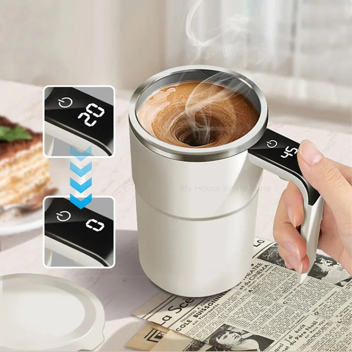 Mug à café rechargeable et auto-mélangeur – Mélangeur électrique portable en acier inoxydable avec rotation magnétique